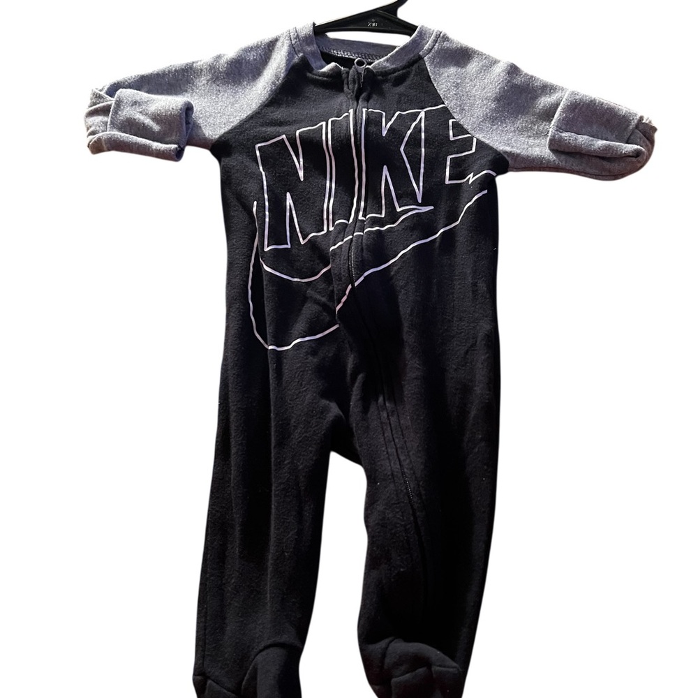 Nike Black and Gray Footies One Piece with Iconic Branding
